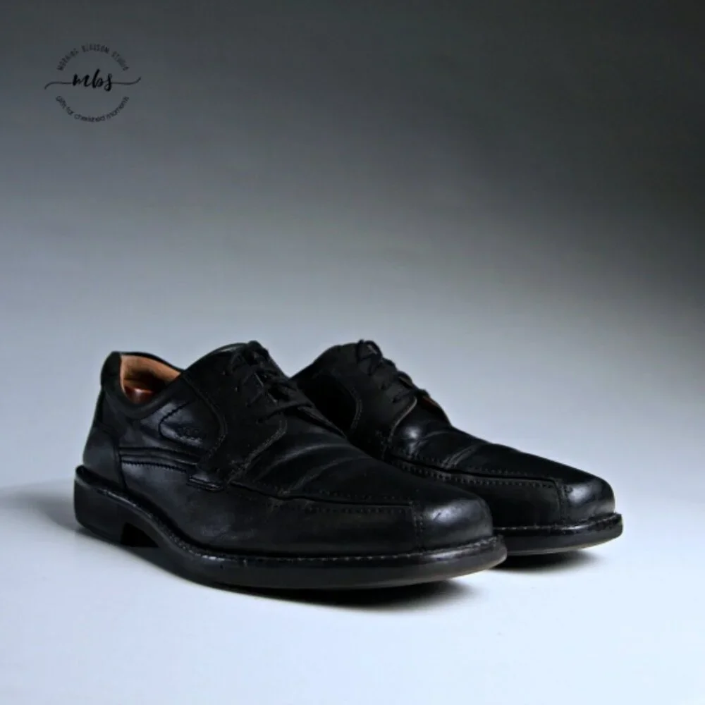 Ecco Lace‎ Up Leather Dress Shoes Black Men 12 - 12-5